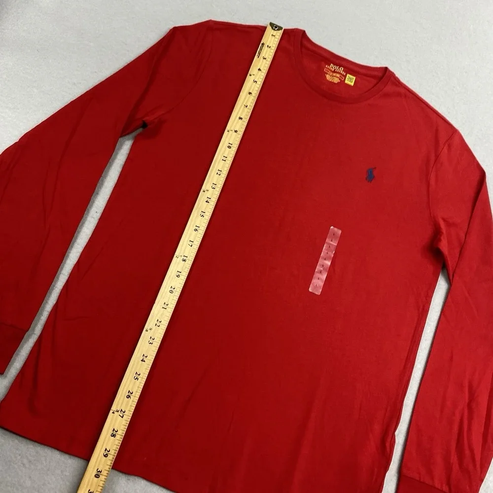 Polo Ralph Lauren T Shirt Mens Large Red Crew Neck Long Sleeve Tee Pony Cotton